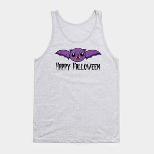 Happy Halloween Cat Bat Purple Tank Top